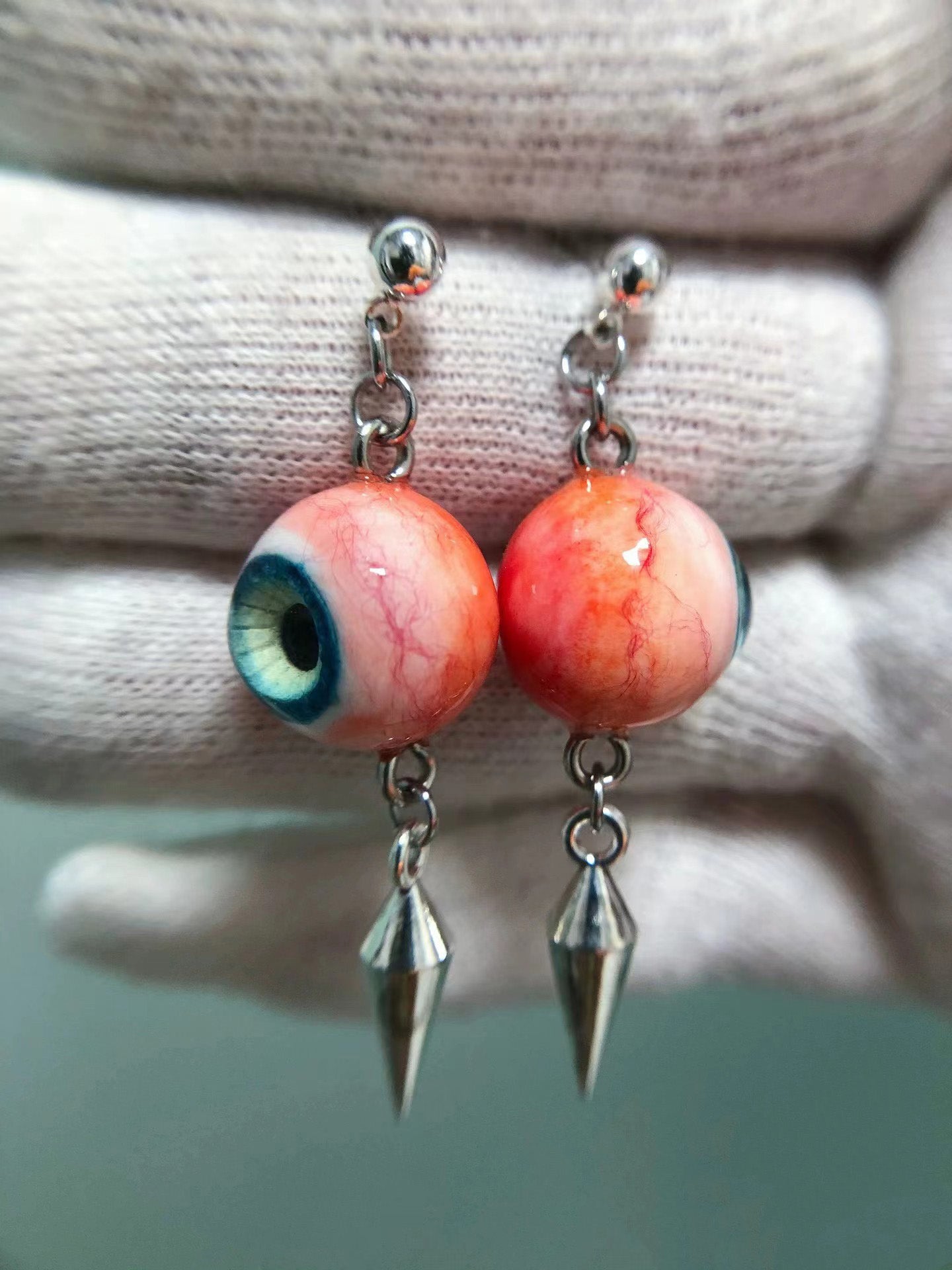 Gothic Eyeball Spike Earrings