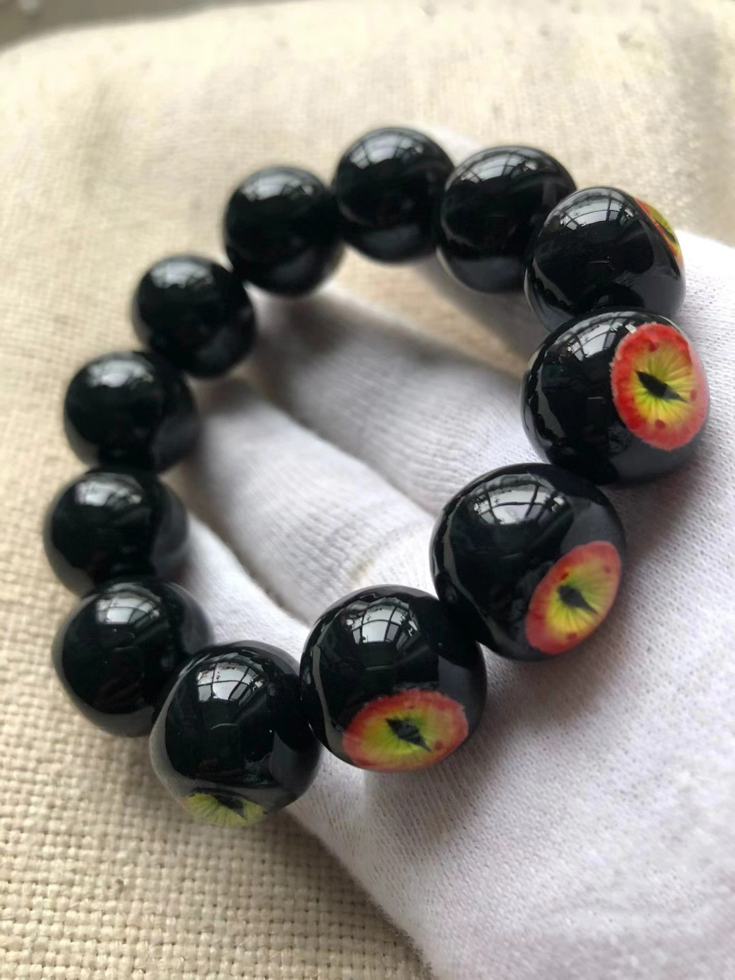 Eye Pattern Bracelet close-up - Detailed eye pattern metalwork