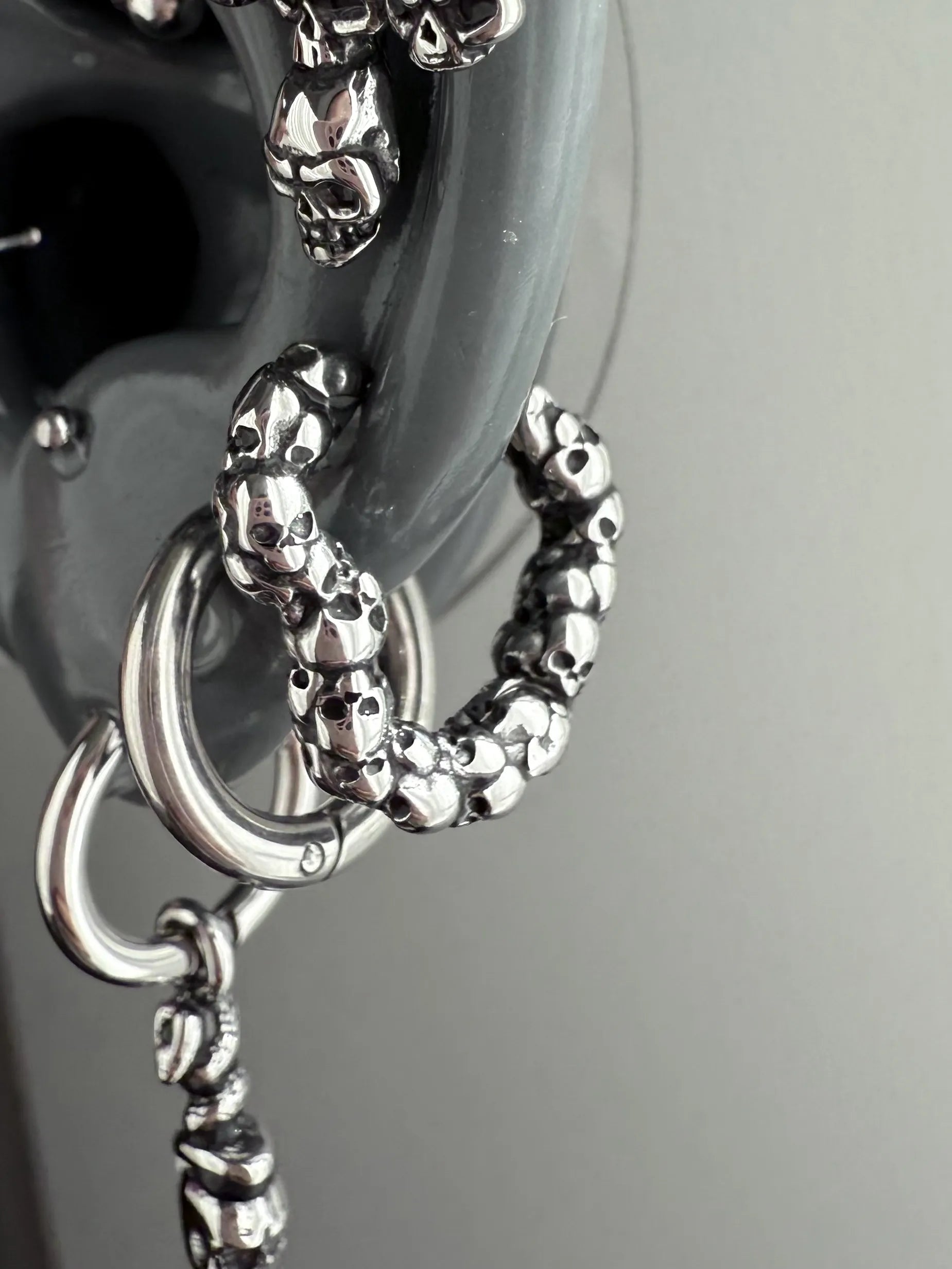 Skull Cross Ear Jewelry Set - Titanium Steel Ear Studs & Hoops