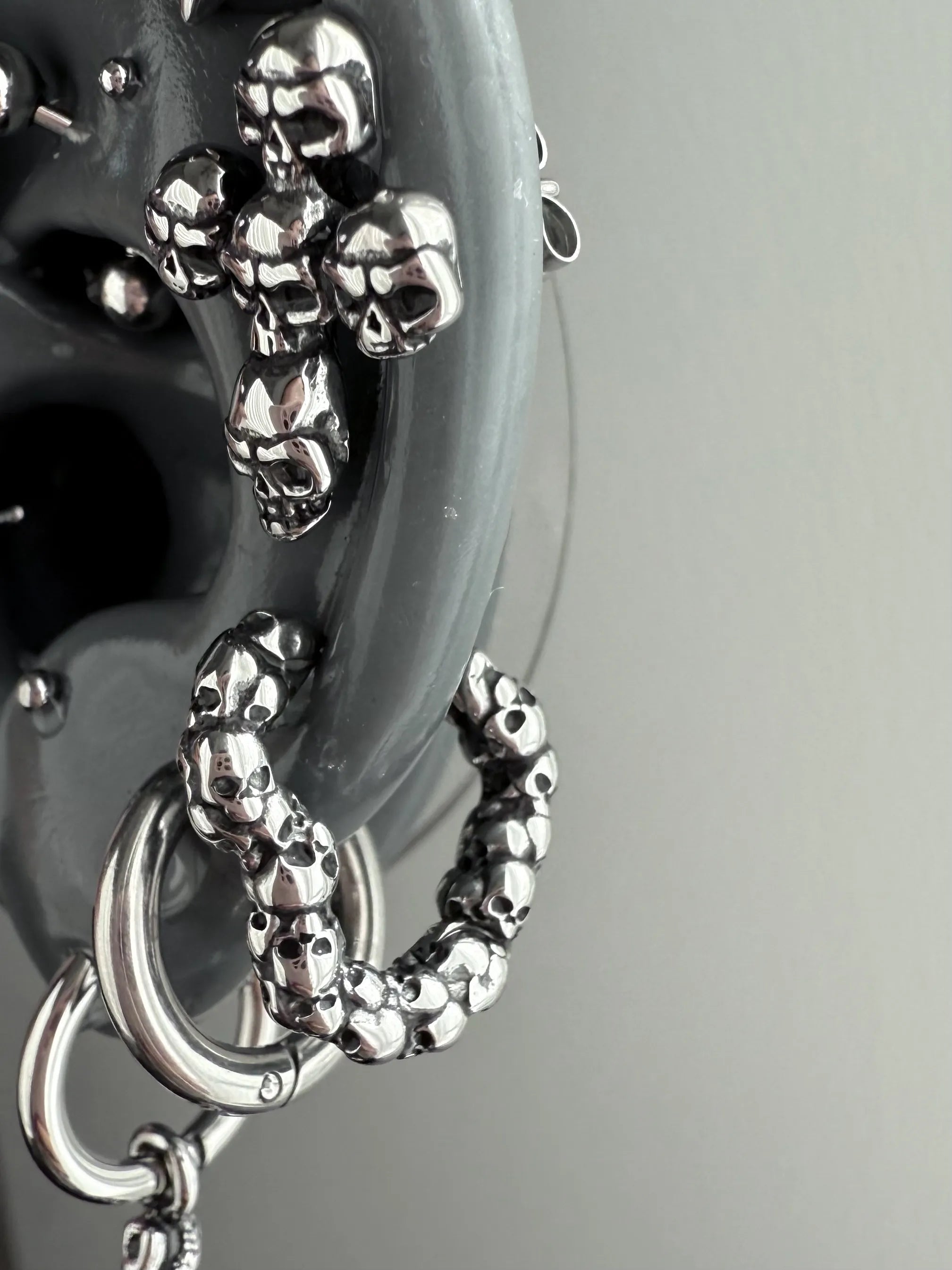 Skull Cross Ear Jewelry Set - Titanium Steel Ear Studs & Hoops