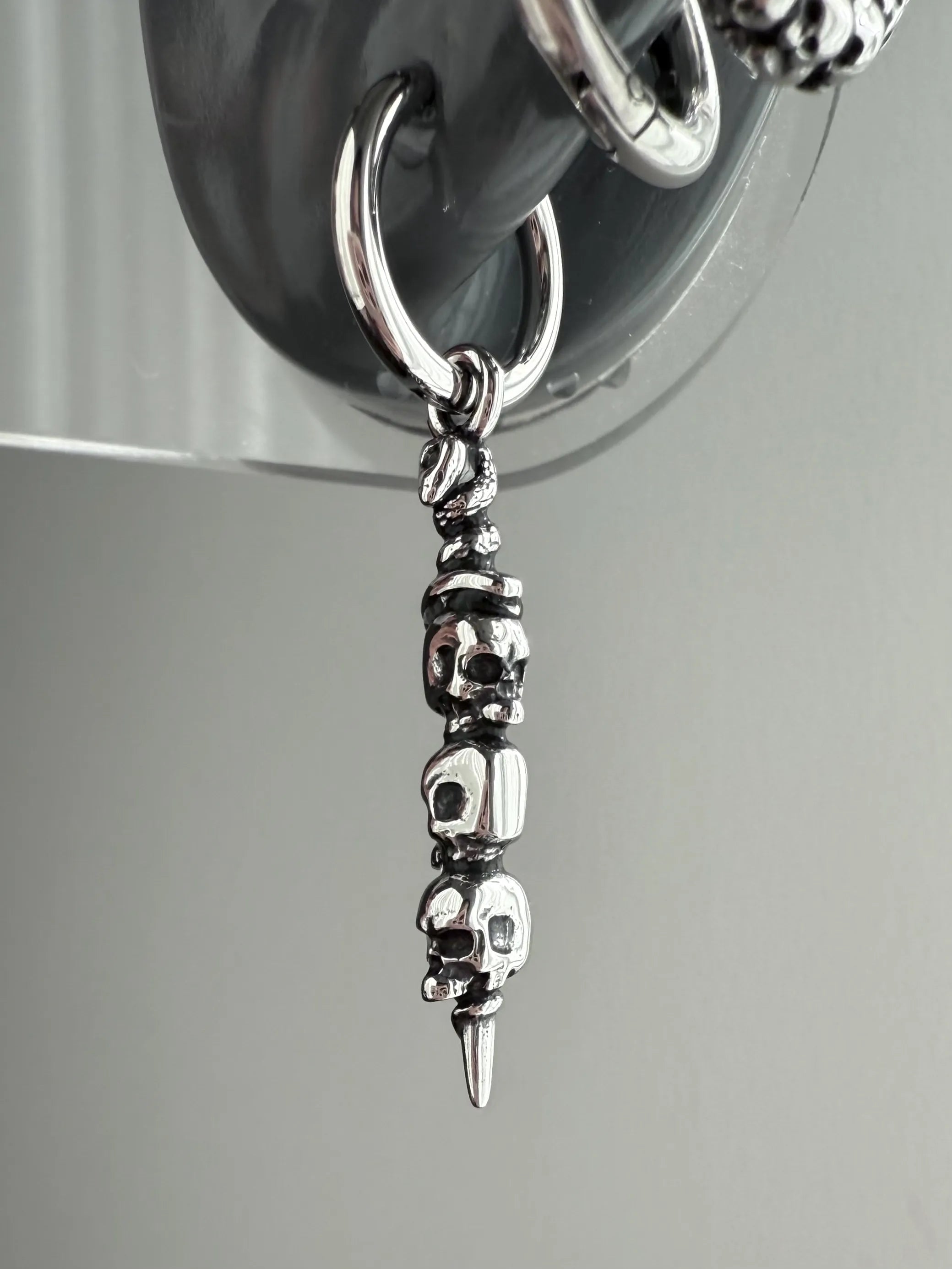 Skull Cross Ear Jewelry Set - Titanium Steel Ear Studs & Hoops