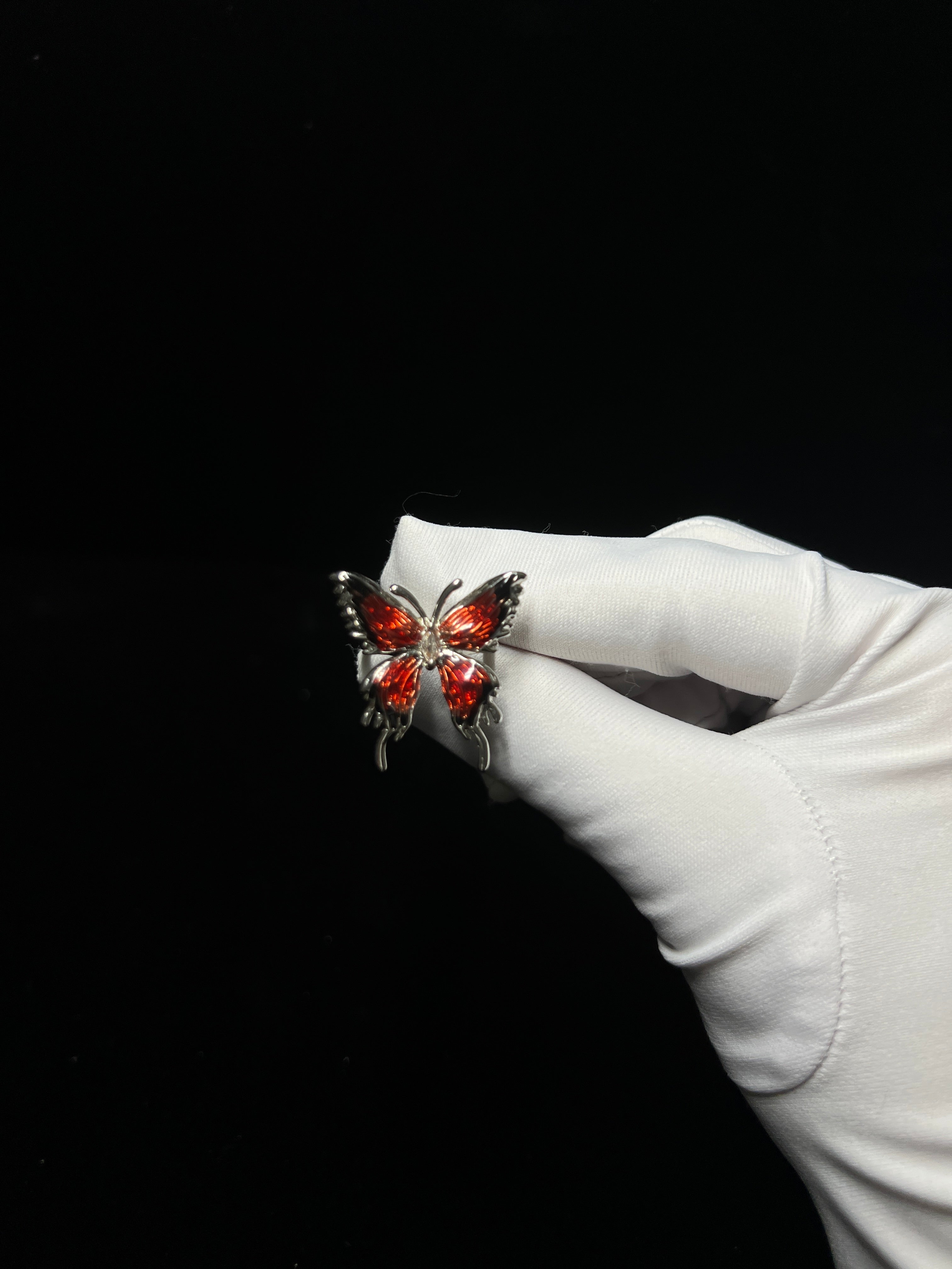 Gothic Red Butterfly Adjustable Ring