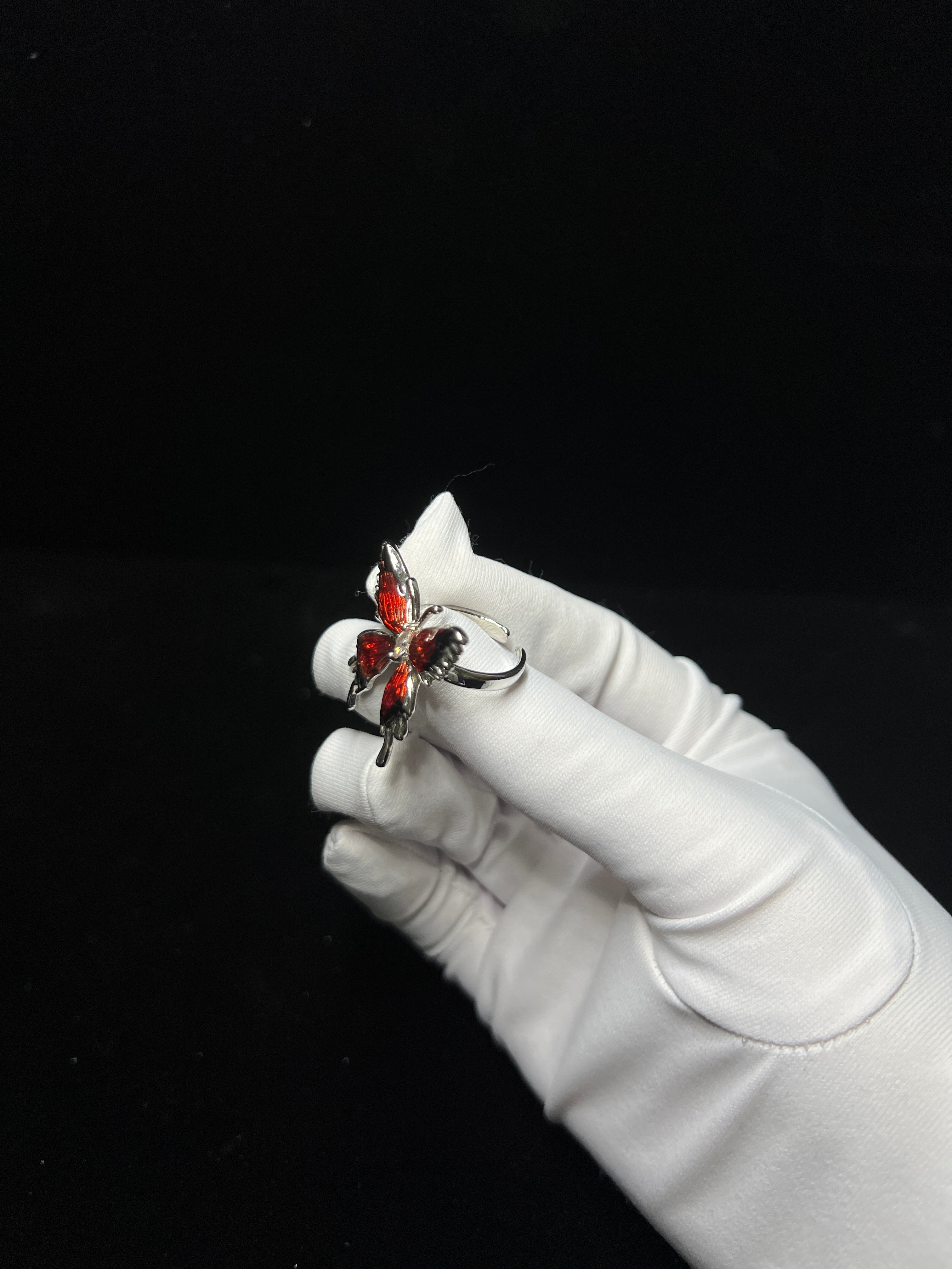 Gothic Red Butterfly Adjustable Ring