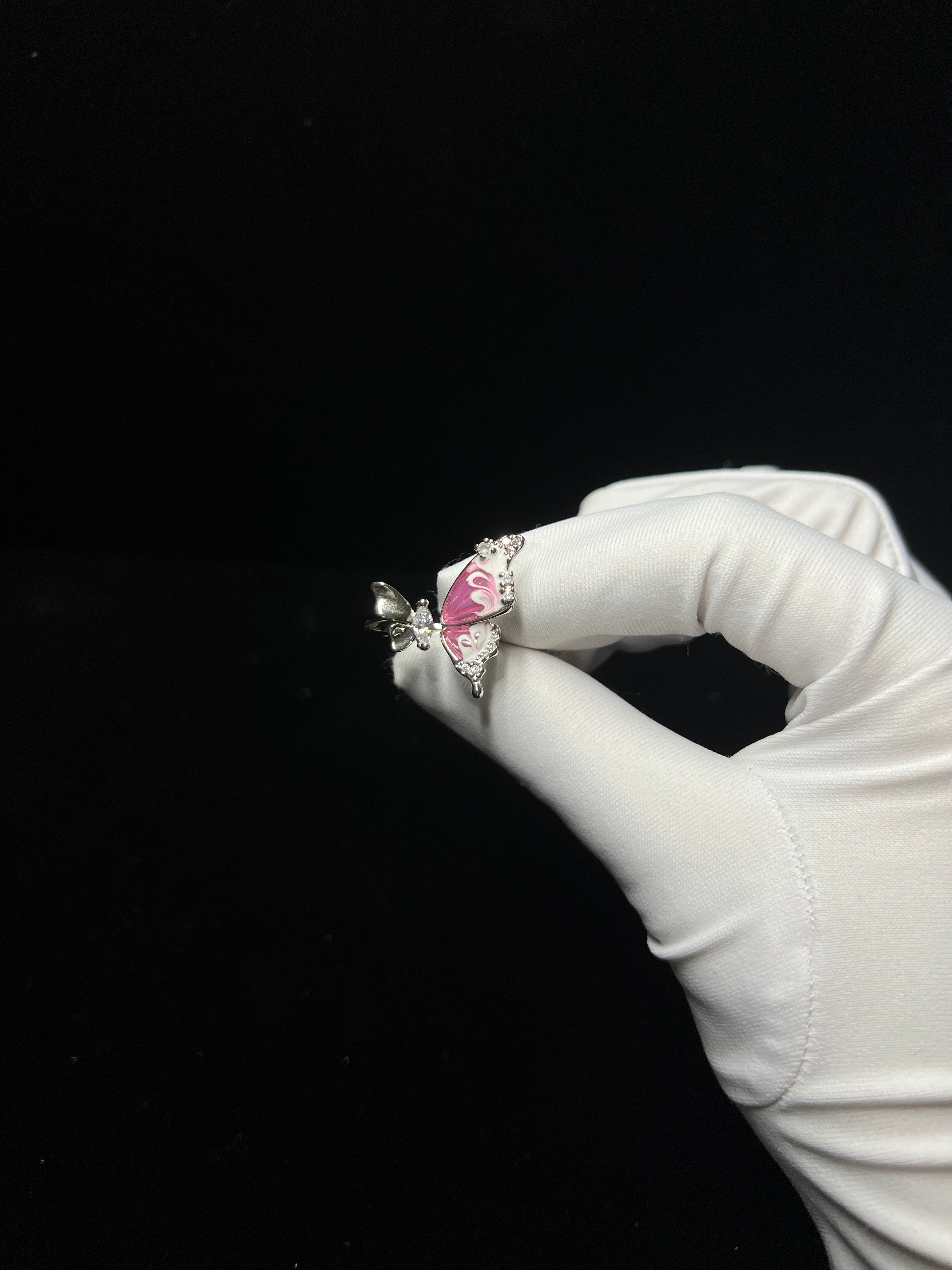 Pink Heart & Butterfly Adjustable Ring