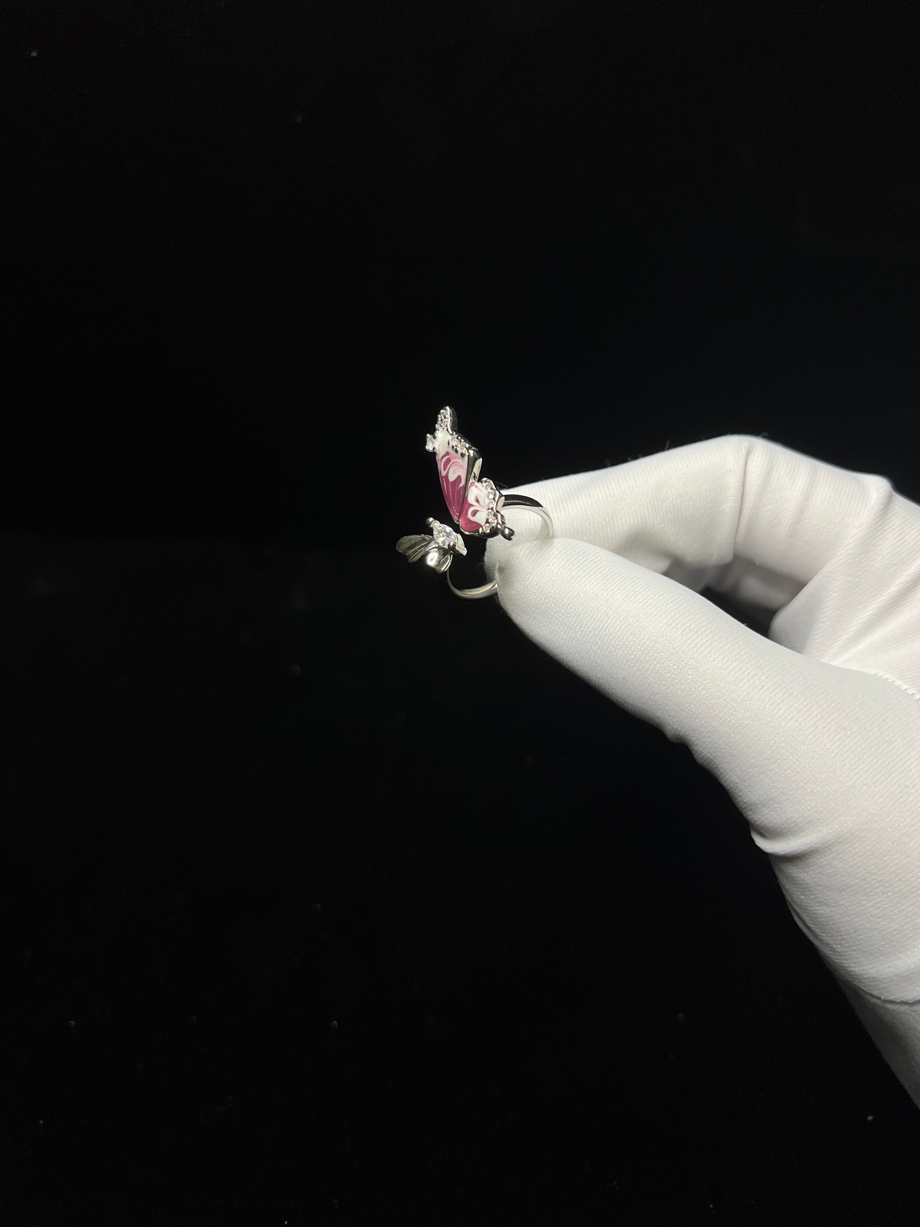 Pink Heart & Butterfly Adjustable Ring