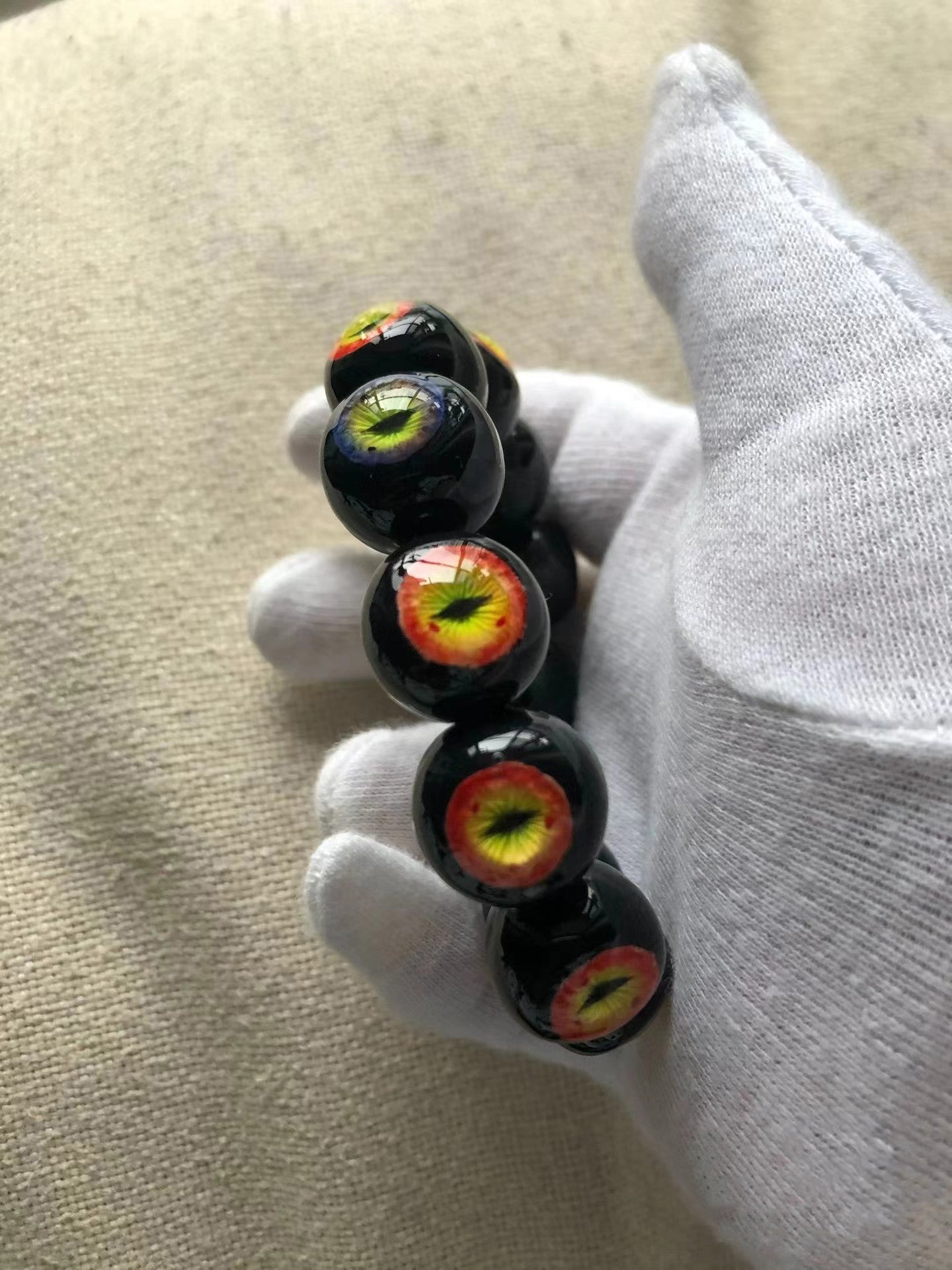 Eye Pattern Bracelet - Gothic jewelry with multiple eye motifs design