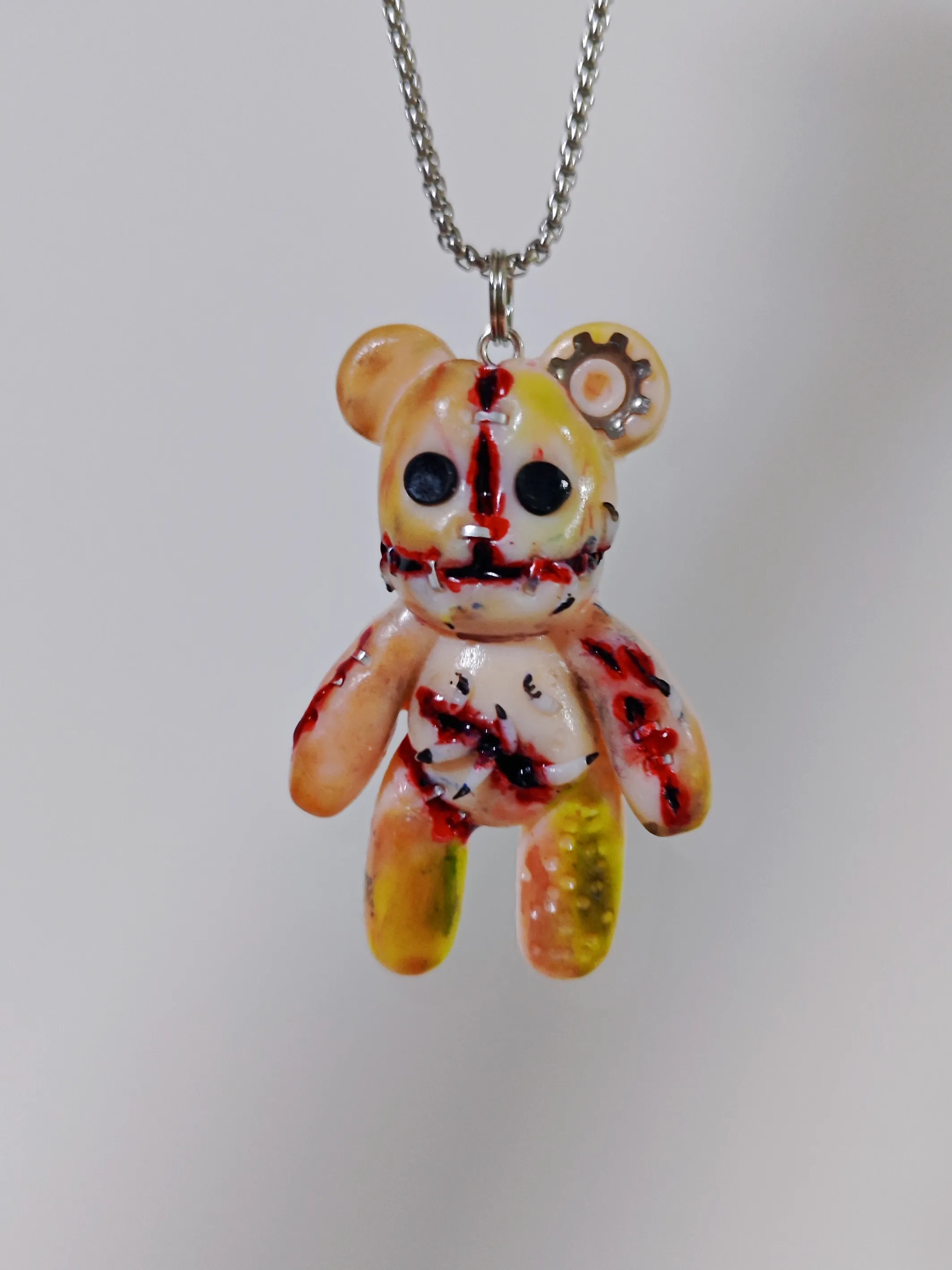 Bloody Eyeball Bear Pendant | Horror Teddy Necklace