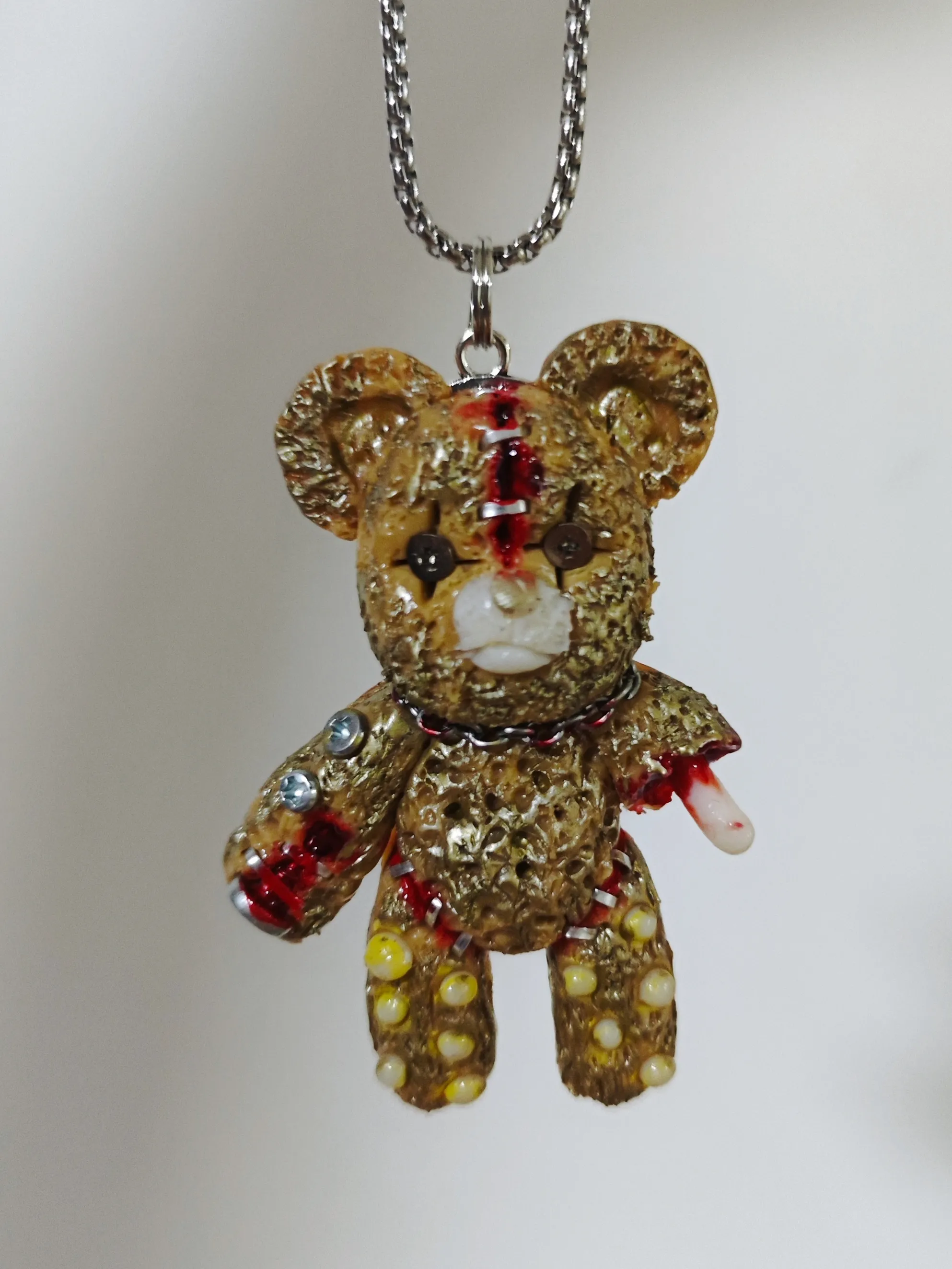 Bloody Eyeball Bear Pendant | Horror Teddy Necklace