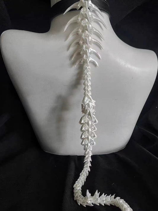 White Spine Body Chain - Cyber Gothic Vertebrae Back Harness