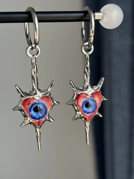Heart-Eye Spike Earrings