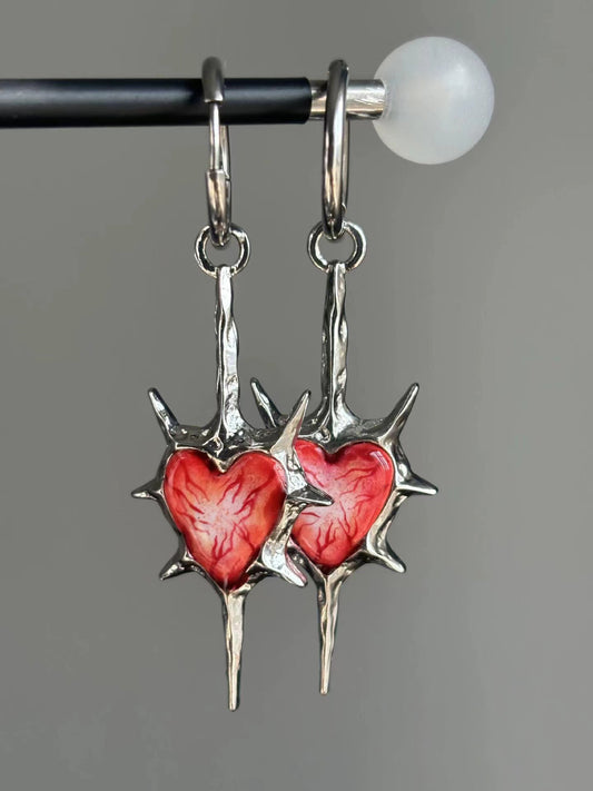 Heart-Eye Spike Earrings