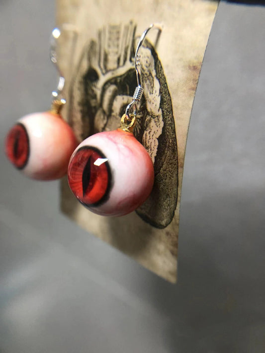 Gothic Red Eyeball Earrings
