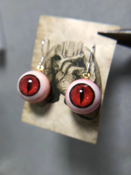Gothic Red Eyeball Earrings