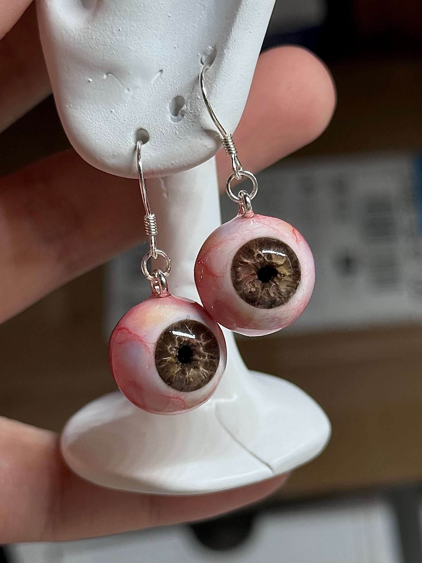 colorful resin eyeball earrings pastel goth spooky cute handmade jewelry