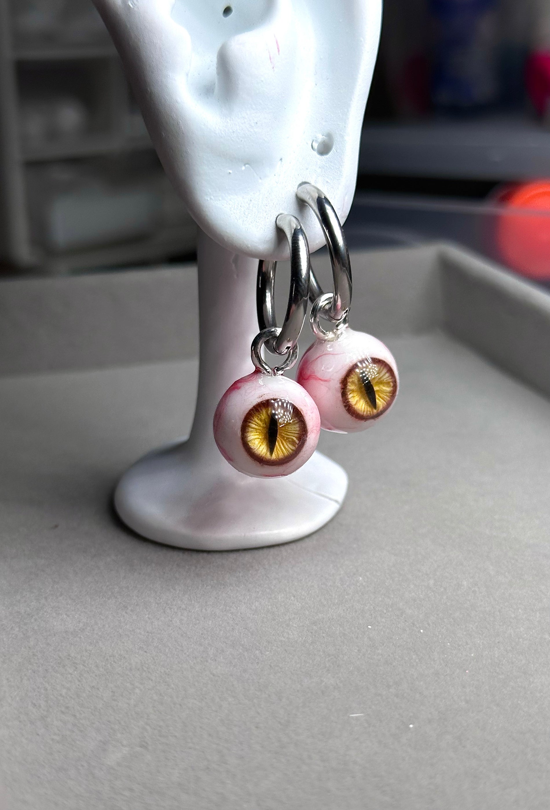 NocturneCraft resin eyeball earrings alternative gothic fashion accessory