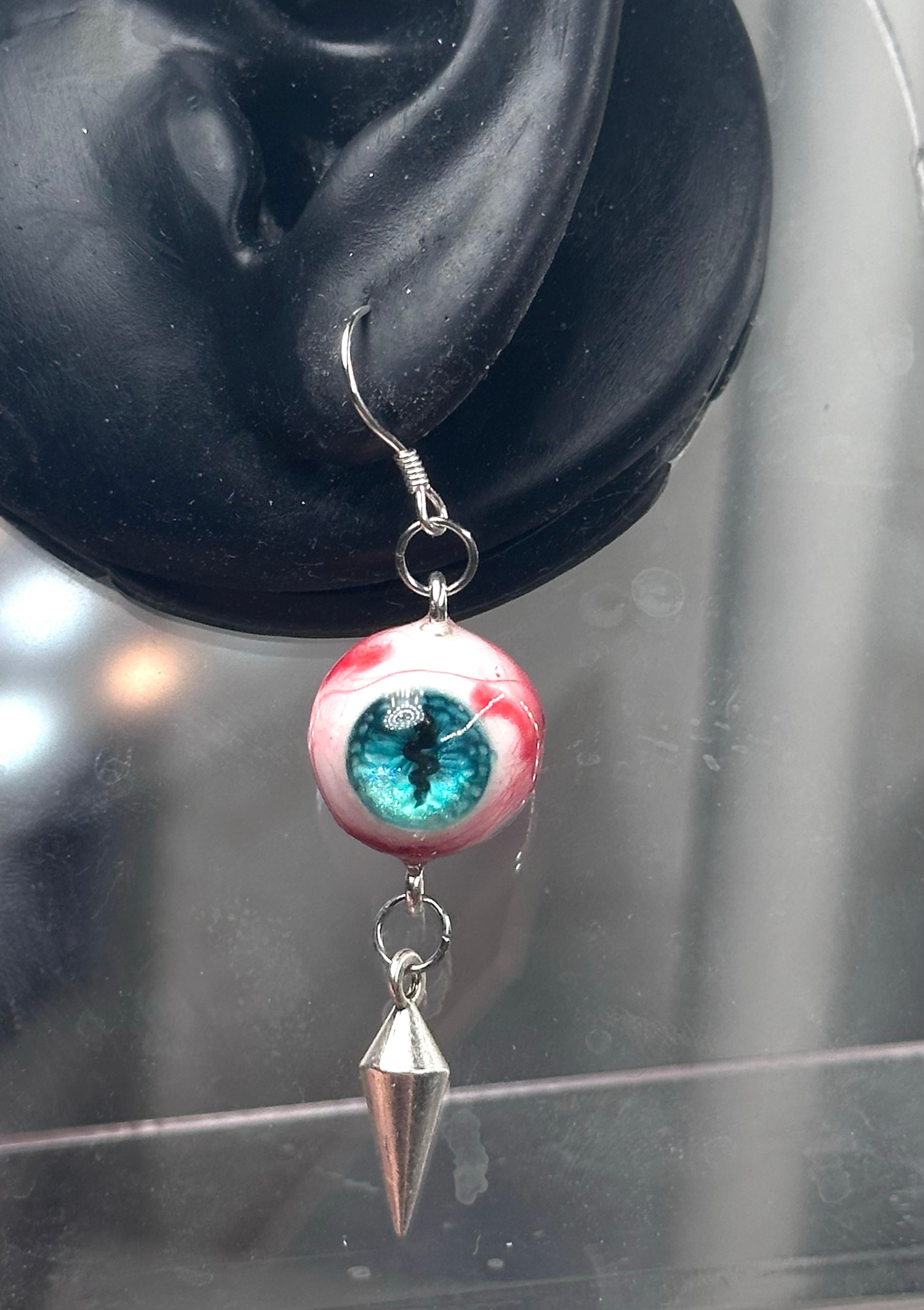 unique handmade pastel goth earrings with eyeball charm spooky cute jewelry