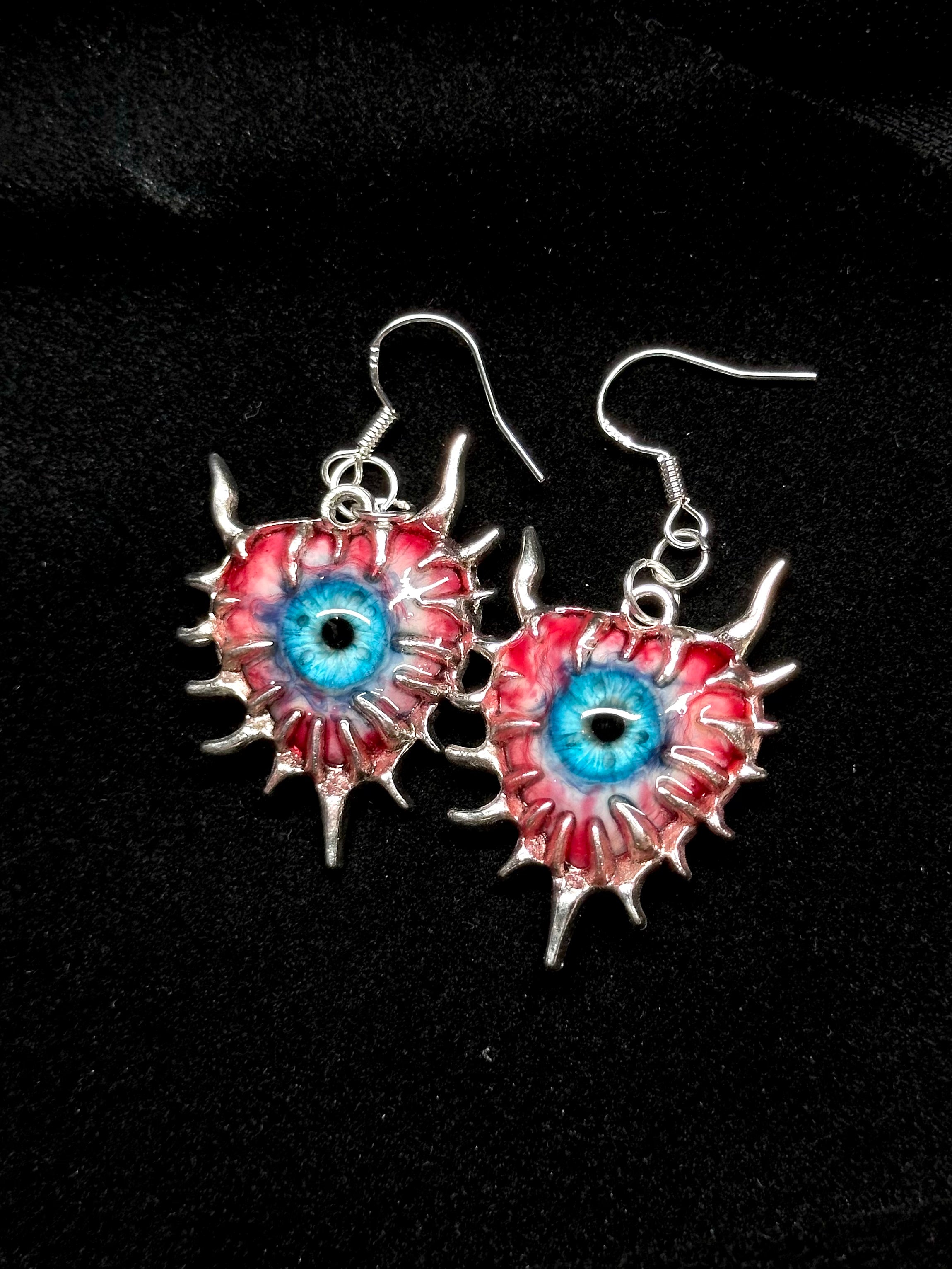 spooky cute gothic earrings handmade with metal and resin details