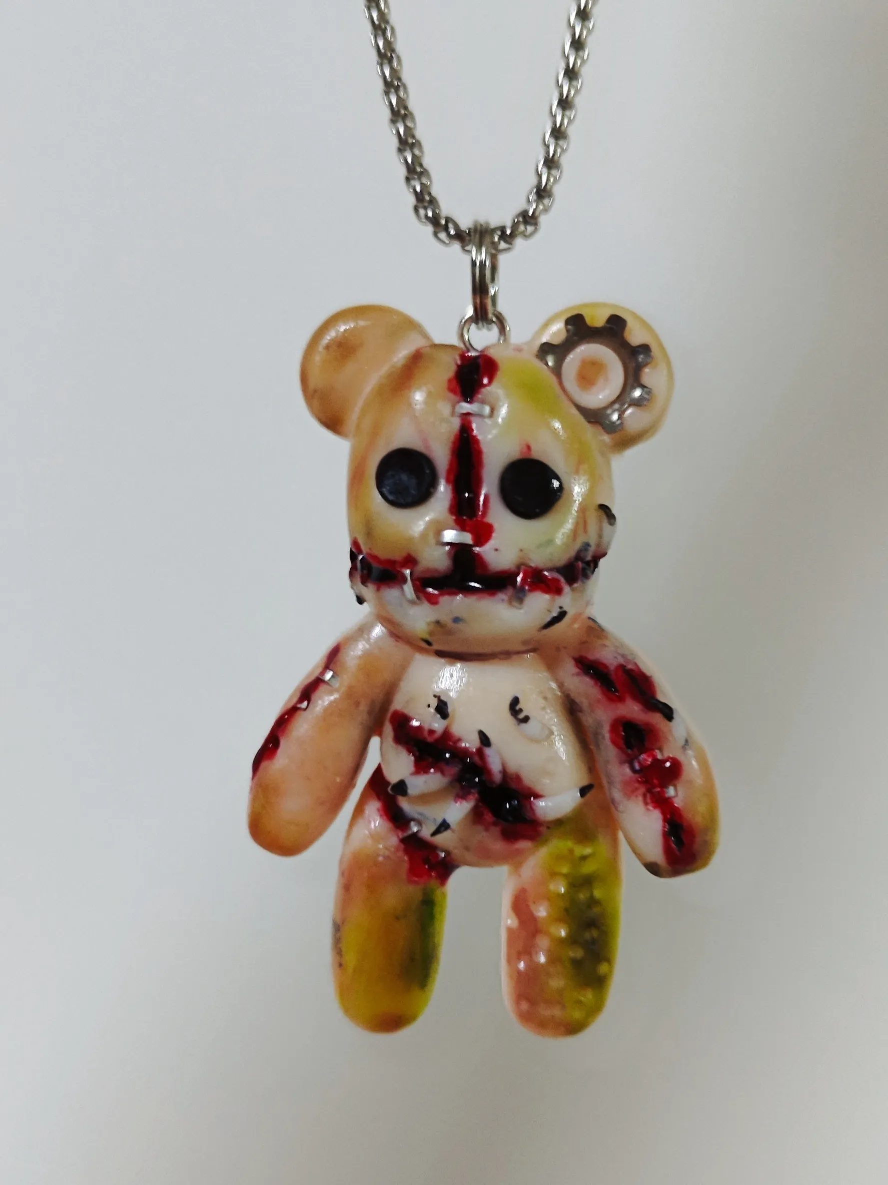 Bloody Eyeball Bear Pendant | Horror Teddy Necklace