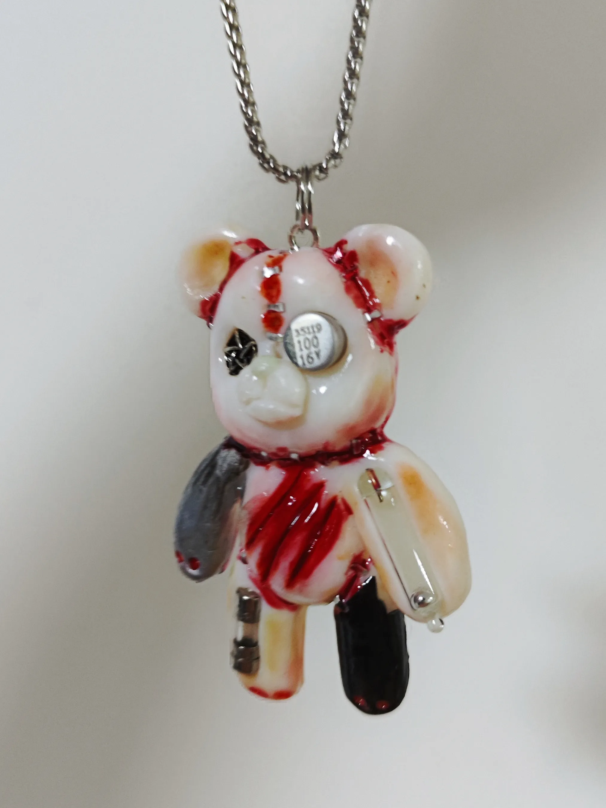 Bloody Eyeball Bear Pendant | Horror Teddy Necklace