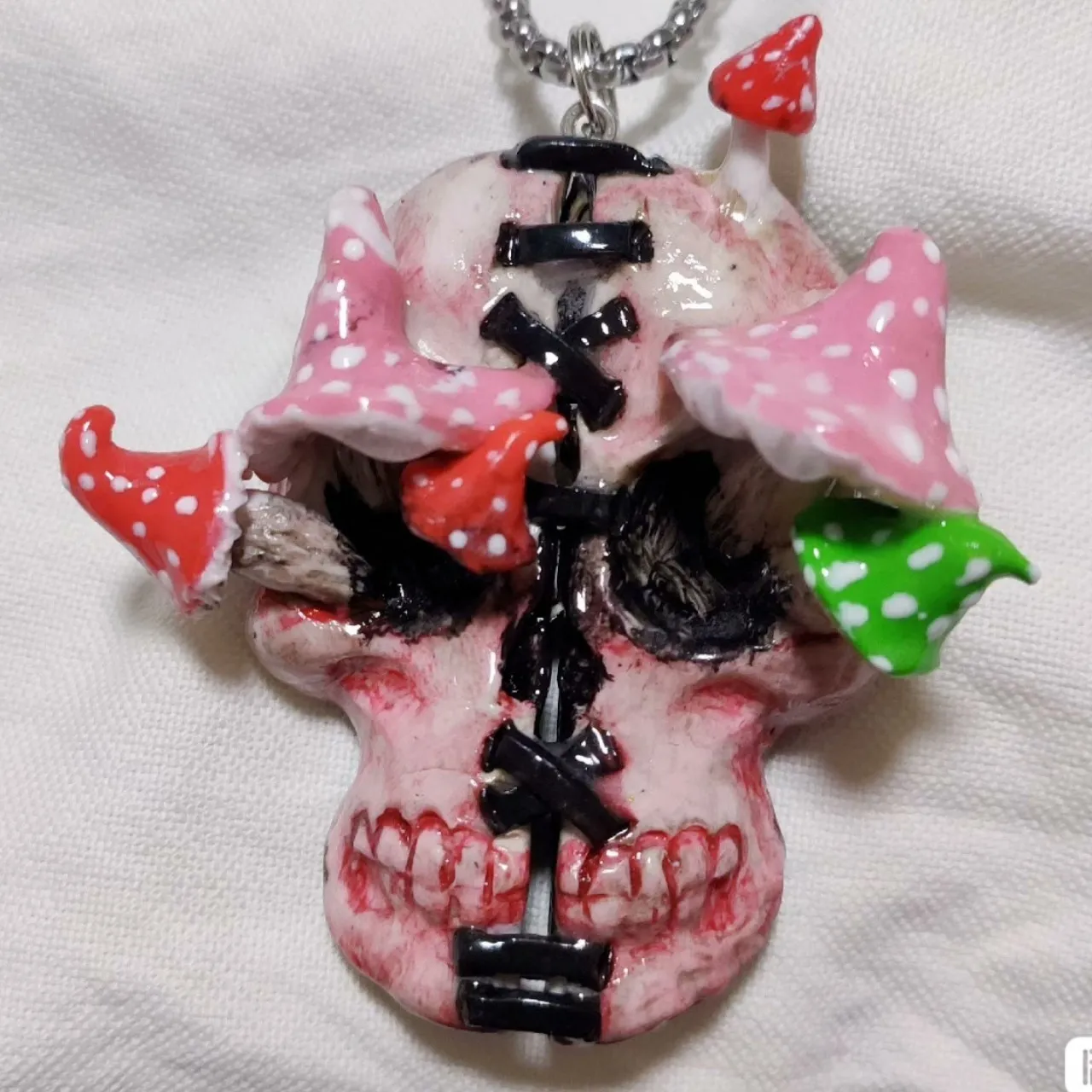 Skull Mushroom Pendant Necklace